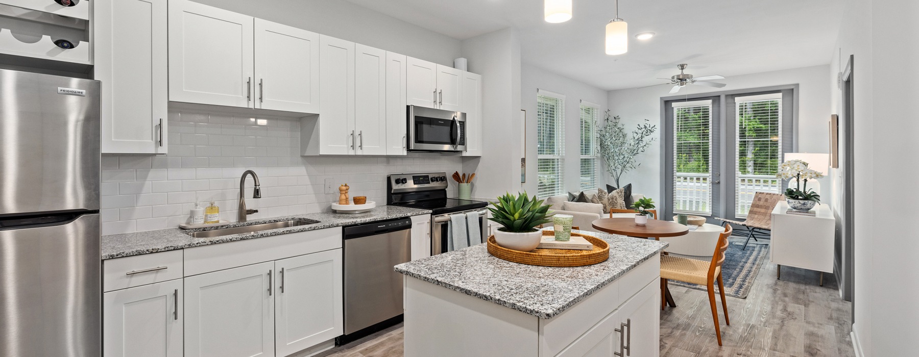 Modern apartment kitchen inside a home at Stono Oaks